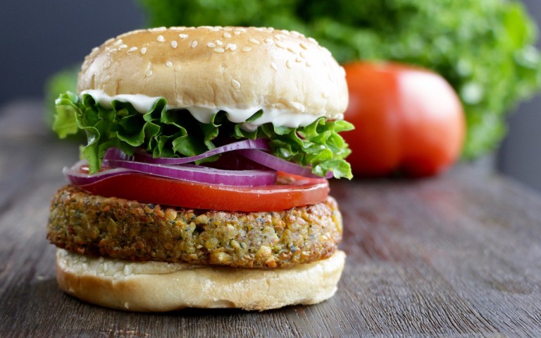 Vegan falafel burger